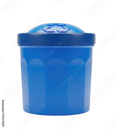 Blue plastic container with lid cutout isolated on transparent bg, png