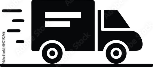 delivery van icon with motion lines. vector illustration on transparent background.