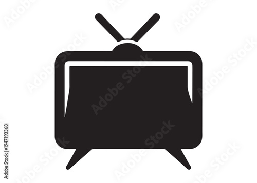 television logo silhouette vector, Vintage retro antenna television logo silhouette vector illustration, old tv logo, box tv logo, tv retro logo silhouette design on white background