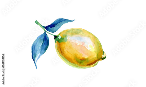 water color lemon on white Background 