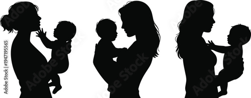 A comprehensive collection of black silhouettes featuring a female surfer in diverse dynamic poses riding ocean waves and holding a surfboard for summer beach lifestyle designs.