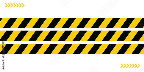 Warning tape with yellow and black diagonal stripes. modern eps 10.