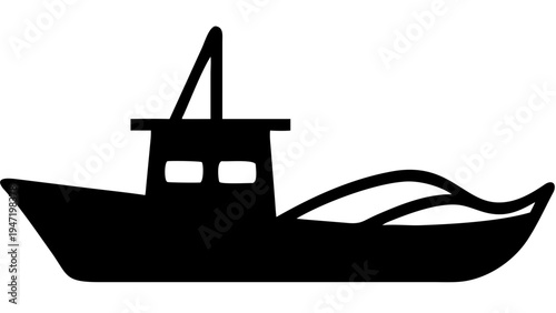 Fishing boat vector illustration, minimal style