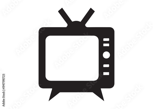 television logo silhouette vector, Vintage retro antenna television logo silhouette vector illustration, old tv logo, box tv logo, tv retro logo silhouette design on white background