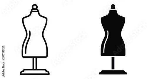 Mannequin dress form icons for fashion design tailoring sewing retail clothing display boutique garment maker equipment silhouette vector set
