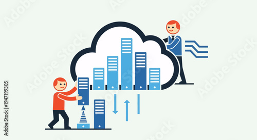Cloud computing concept with business people working together