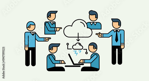 Business team collaboration with cloud computing concept