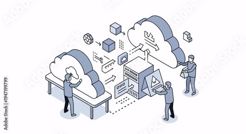 Business people working with computer and cloud computing technology