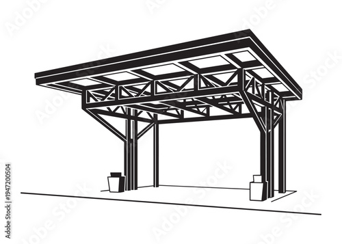 Bus stop shelter vector illustration architectural structure with seating for commuters
