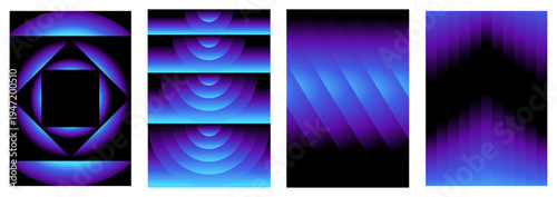 Vector illustration collection - trendy abstract creative minimalist prints and compositions with bright gradient colors - design templates for social media posts and stories, posters and banners