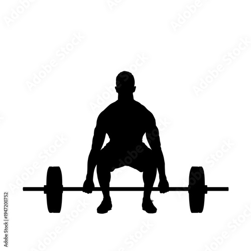 Silhouette of a weightlifter, a man lifting a barbell - vector illustration
