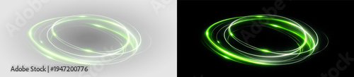 Green lens flare ring glow circle swirl sparkle light png overlay element