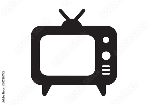 television logo silhouette vector, Vintage retro antenna television logo silhouette vector illustration, old tv logo, box tv logo, tv retro logo silhouette design on white background