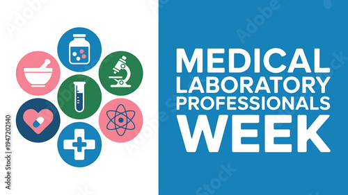 Medical laboratory professionals week awareness campaign icons and text on white background