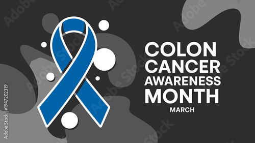Blue ribbon for colon cancer awareness month in March  symbol of hope