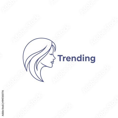 Elegant woman profile line art illustration with flowing hair, symbolizing beauty, style, and femininity
