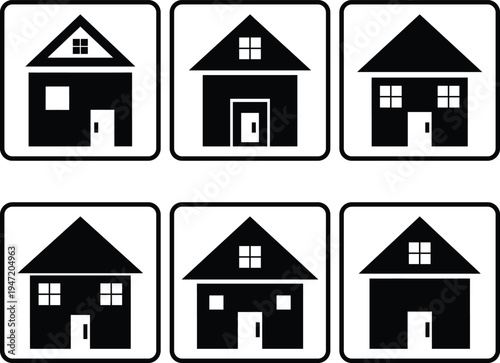 Simple House Icon Set Illustration