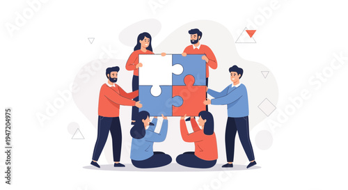 Teamwork puzzle collaboration people connecting pieces, business strategy and solution concept