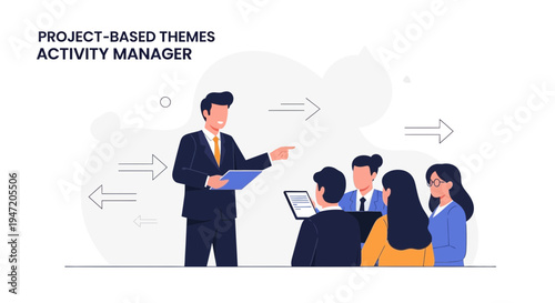 Project Manager Leading Team Meeting, Presentation, Strategy, Business Growth