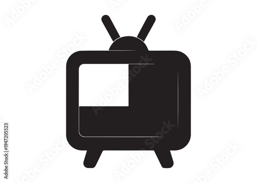 television logo silhouette vector, Vintage retro antenna television logo silhouette vector illustration, old tv logo, box tv logo, tv retro logo silhouette design on white background