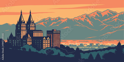 USA, US, U.S, United States - Sacramento Skyline at Sunset – Panoramic River Reflections, Glowing Golden Sky, and California’s Capital Cityscape in the United States