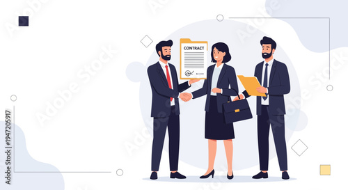 Business partners shaking hands over contract, agreement, teamwork, success