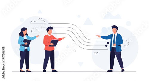 Business people pointing fingers, communication, teamwork, strategy, and connection concept