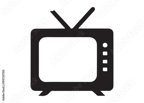 television logo silhouette vector, Vintage retro antenna television logo silhouette vector illustration, old tv logo, box tv logo, tv retro logo silhouette design on white background