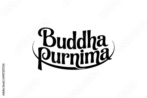 Happy Buddha Purnima Peaceful Buddhist Festival Typography Design