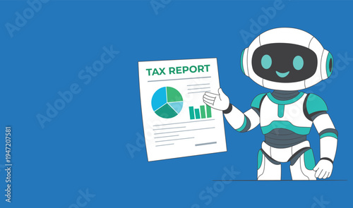 AI Robot Showing Tax Report And Financial Accounting Analysis