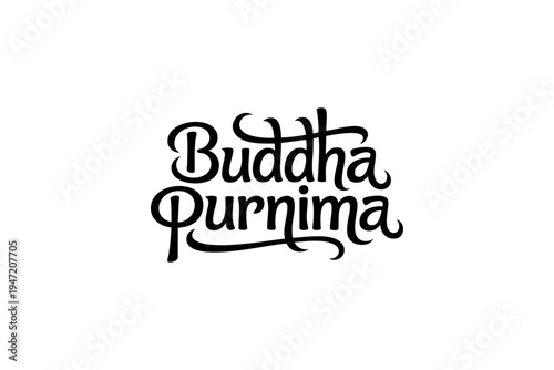Happy Buddha Purnima Peaceful Buddhist Festival Typography Design