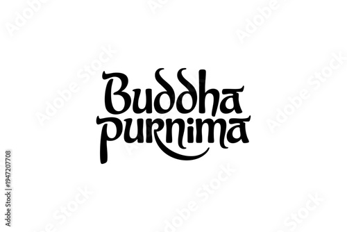 Happy Buddha Purnima Peaceful Buddhist Festival Typography Design