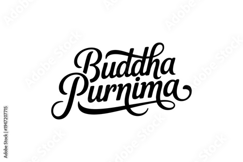 Happy Buddha Purnima Peaceful Buddhist Festival Typography Design