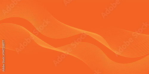 Abstract orange background with flowing wave lines. Glowing wavy lines. Shiny colorful moving lines design element. Modern dynamic wave pattern. Suit for website, poster, brochure, banner, flyer