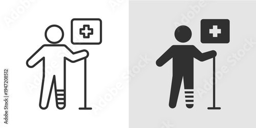 Rehabilitation Icon representing recovery, physical therapy, healing process, injury treatment, and restoring health and mobility after illness or injury.