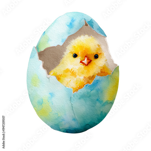 Hatching with Colors. Easter chicken. graphic element.