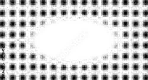 Abstract monochrome background with a central white oval shape created by a pattern of dots isolated on transparent background, Vector, illustration
