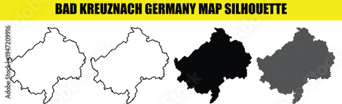 Bad kreuznach germany map silhouette, detailed outline and solid shapes, dot pattern design for travel or geography concept