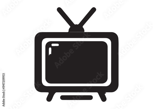 television logo silhouette vector, Vintage retro antenna television logo silhouette vector illustration, old tv logo, box tv logo, tv retro logo silhouette design on white background