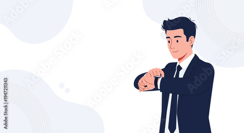 Businessman checking watch, punctual, business meeting, time management concept