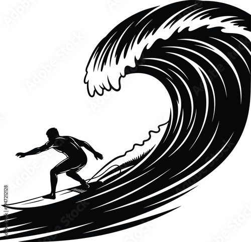 Surfer riding a large wave