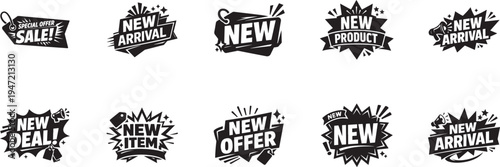 New tag set with badge, label, sticker and deal icons for sale promotion, marketing and ecommerce use.