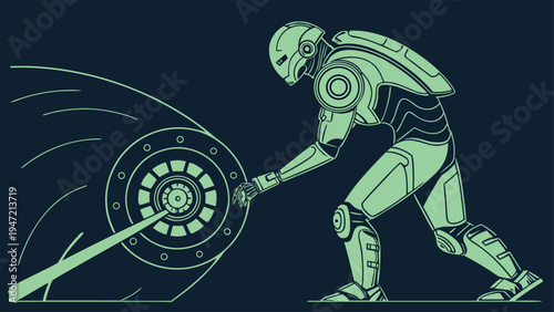 Artificial Intelligence Robot Illustration  for Data Analysis, Research, and Future Technology