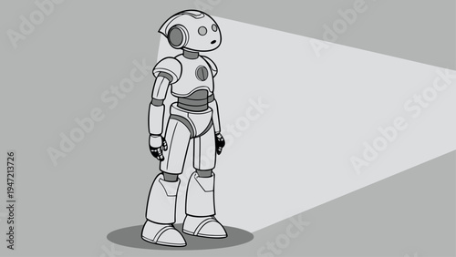 Artificial Intelligence Robot Illustration  for Data Analysis, Research, and Future Technology