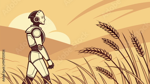 Artificial Intelligence Robot Illustration  for Data Analysis, Research, and Future Technology