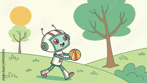 Artificial Intelligence Robot Illustration  for Data Analysis, Research, and Future Technology