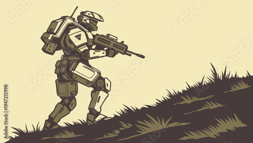 Artificial Intelligence Robot Illustration  for Data Analysis, Research, and Future Technology