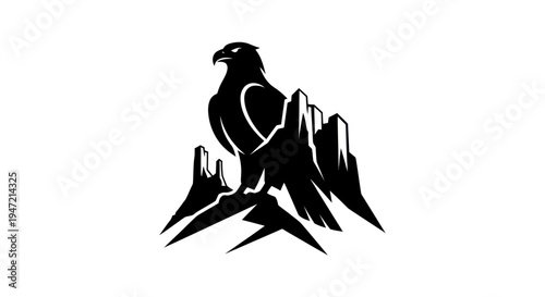 Eagle perched on rocks silhouette
