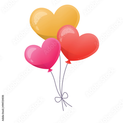 Multicolored festive balloons on a white background. Bunch of balloons for birthdays, parties, and anniversaries. Vector image of balloons.
