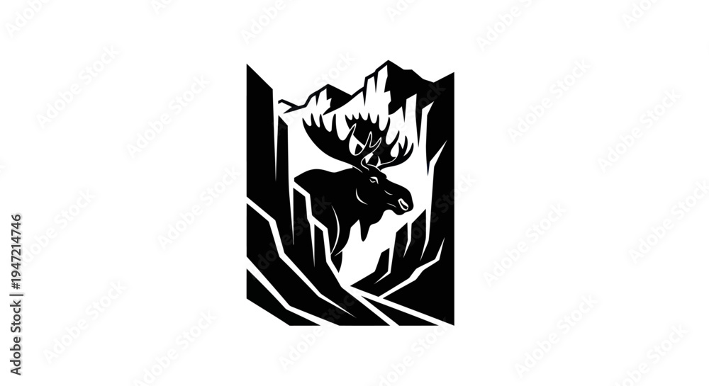 Obraz premium Moose silhouette in mountain landscape